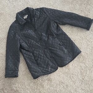 Covington Black Quilted Leather Barn  Coat XL